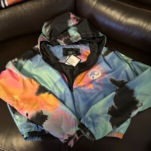 Rue21 Blue and Pink Raincoat Vibrant Design